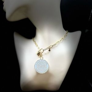 1 upcycled charm on a sterling silver gold plated necklace